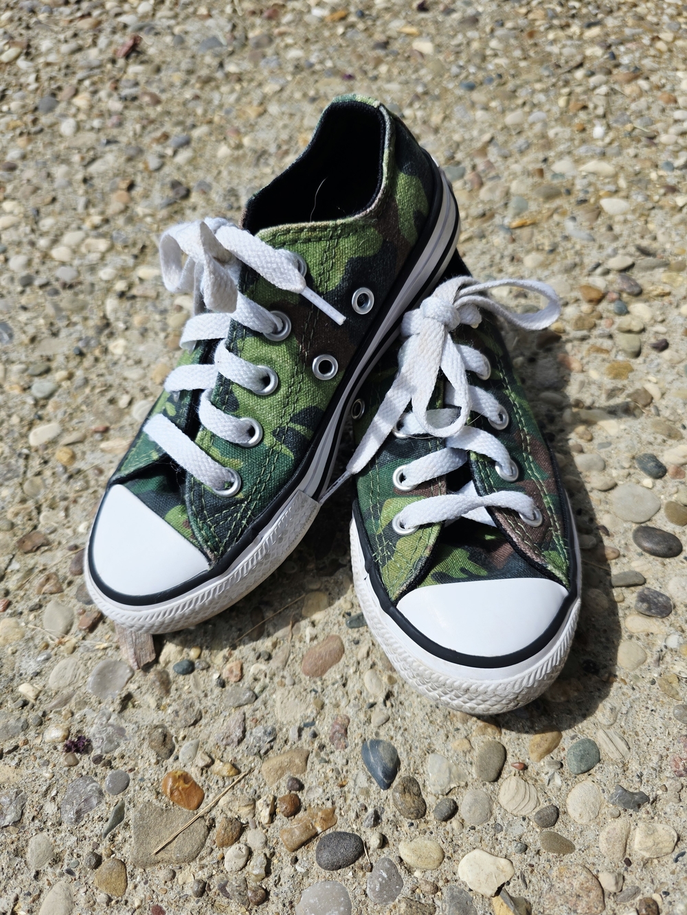 Converse Kids Low Top Sneakers Green Black Camouflage